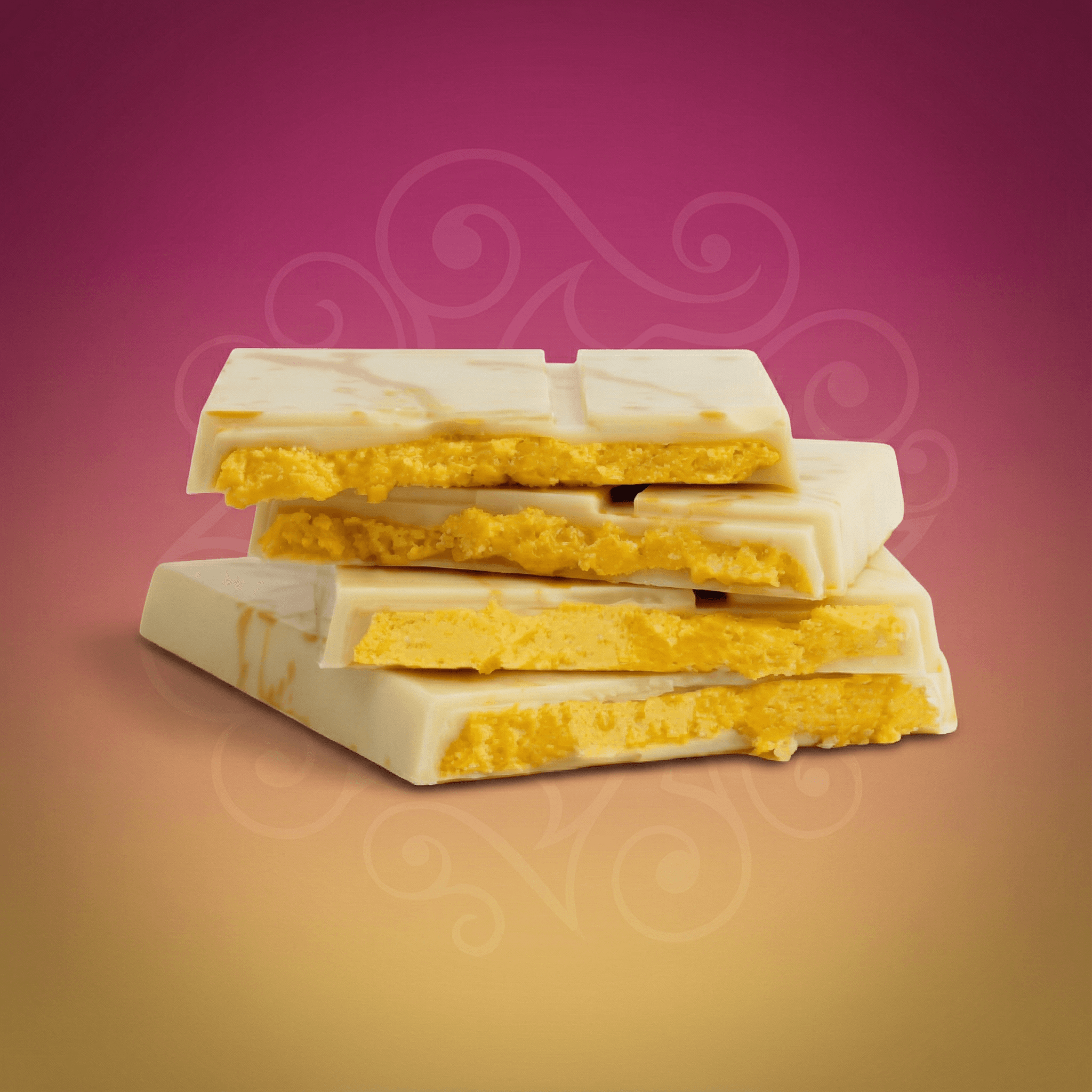 white chocolate bars with yellow center